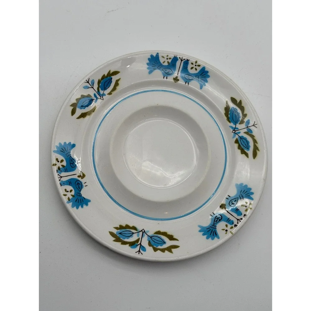 Mikasa Mediterrania Blue Bird Saucers Set of 3 Japan 4026-BL MCM Stoneware